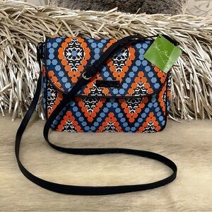 New VERA BRADLEY Marrakech Beads Flap Crossbody Blue Orange Commute Adjustable